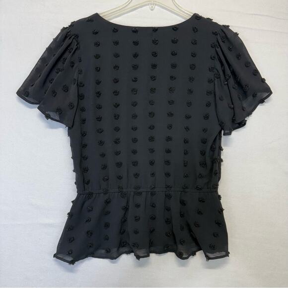 SO Peplum Blouse Juniors Size Large black V-neck rosettes - Picture 4 of 9